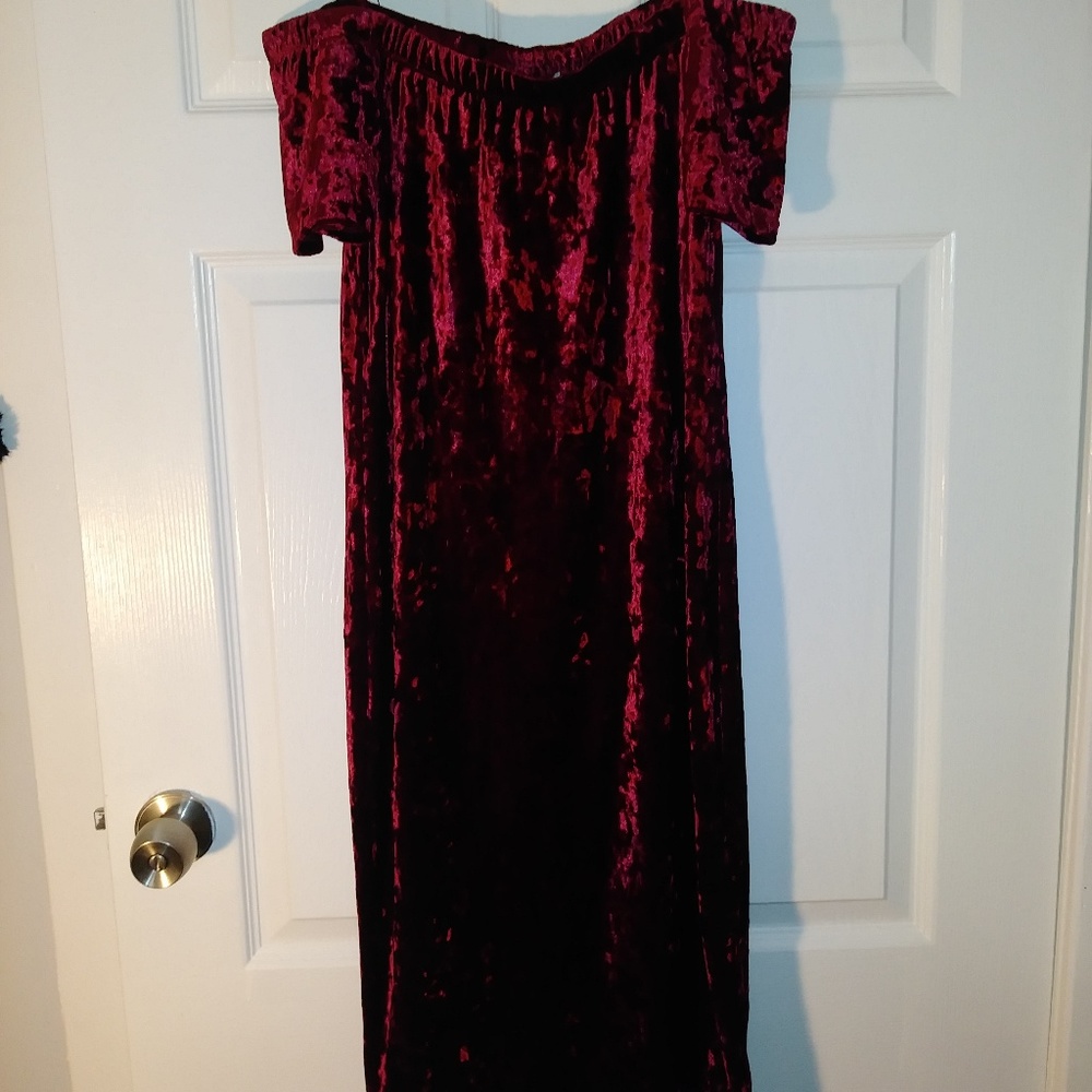 Red off shoulder dress
